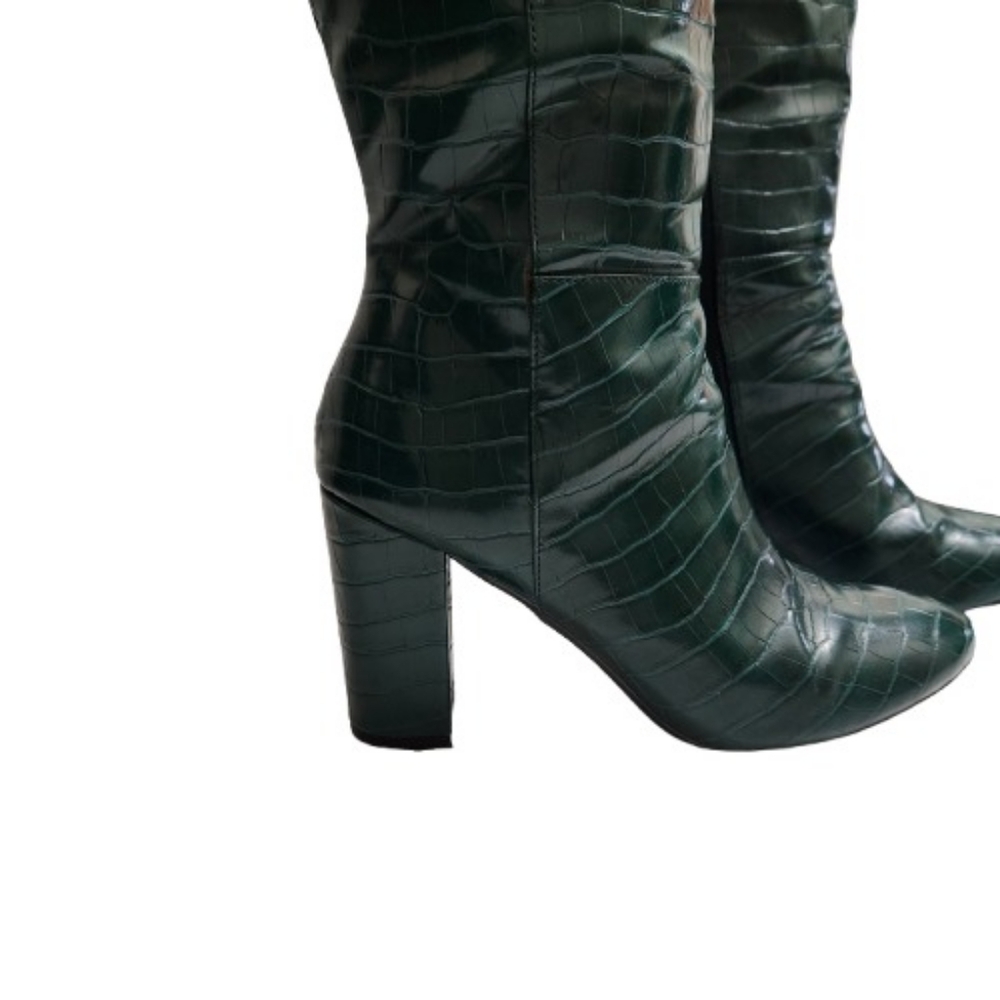 Madden Girl Ronni Dark Green Croc-embossed Knee High Boots - Picture 4 of 15